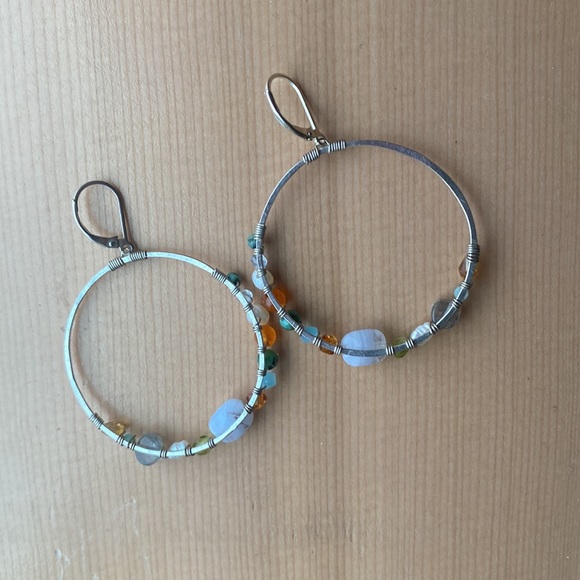 Sterling Silver & Colorful Gemstone Bead Wrap Earrings - Picture 6 of 8
